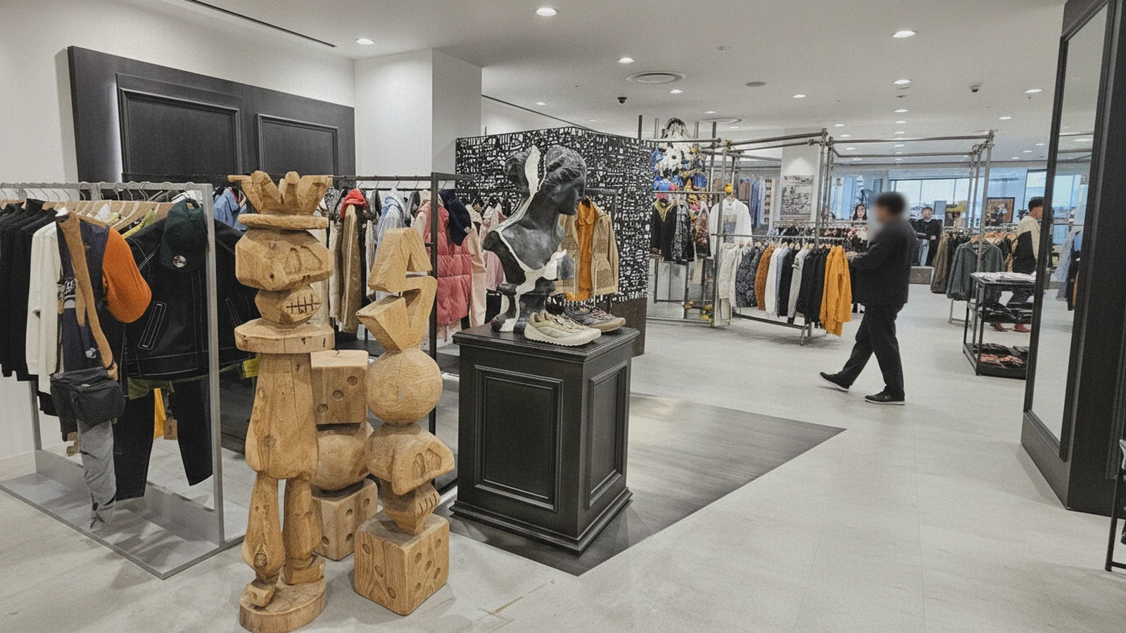 Dover Street Market 긴자 외관 — 긴자 중심부 복합 패션 빌딩, 60개 이상의 레이블이 6층에 걸쳐 있다