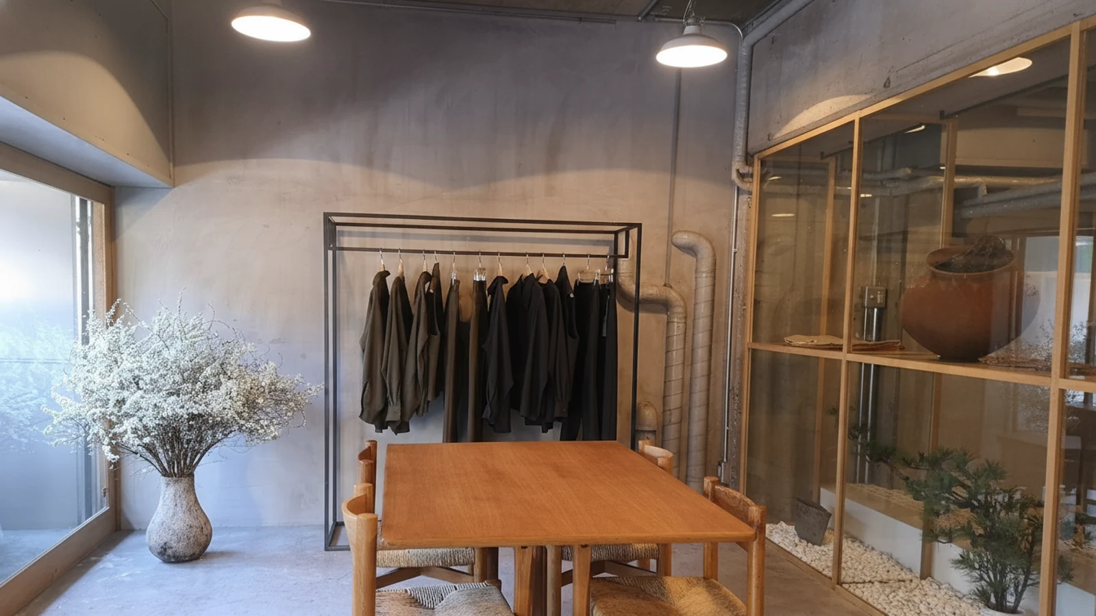 Markaware PARKING 직영점 — 중메구로 1-3-8, 소재·봉제 출처를 태그에 적어두는 도메스틱 브랜드 직영 공간